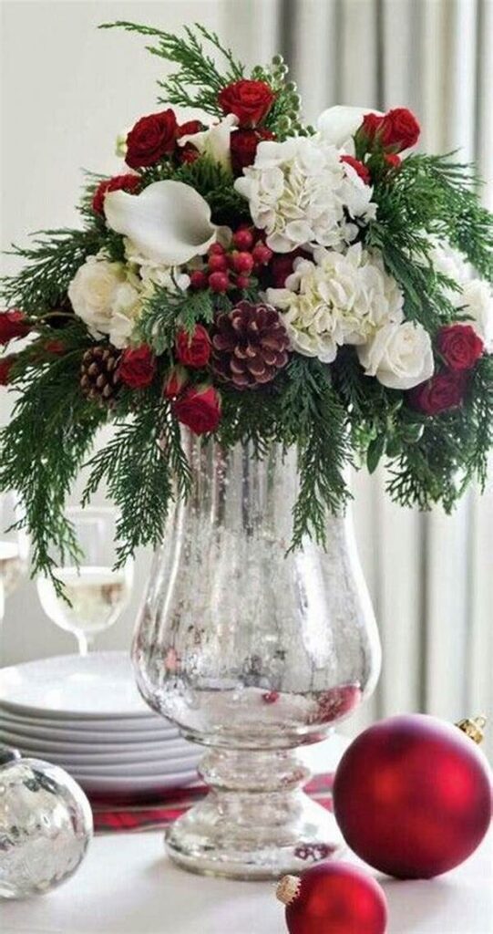 Traditional Holiday Floral Table Decorations